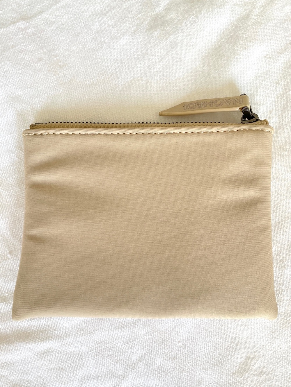 Naghedi Small Smooth Neoprene Pouch / Mini Cosmetic Case Cardholder Cream